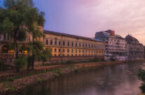 Apus de soare surprins de pe Podul Intelectualilor