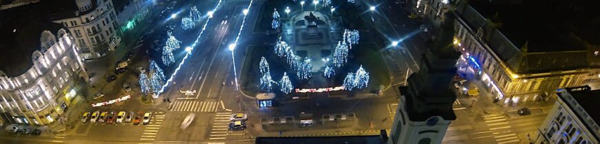 Piata Unirii privita de sus, seara